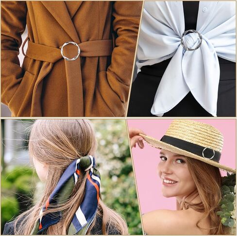 14 Pcs Silk Scarf Ring Circle T-Shirt Ties Clips for Women Fashion Shirt Clips for Women Clothing Cinch Clip Waist Clothes Corner Knotted Buckle Clothing Ring Wrap Holder in Saudi Arabia