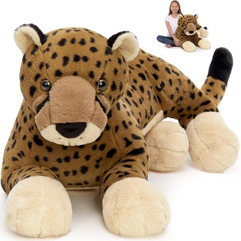 MaoGoLan Large Cheetah Stuffed Animal for Boy, Giant Cheetah Plush Toy for Girl, Ridable Stuffy Leopard for Kid, Stuffed Leopard Plush Pillow for Baby Shower, Birthday Gifts or Party Favor, 53 inches in Kuwait