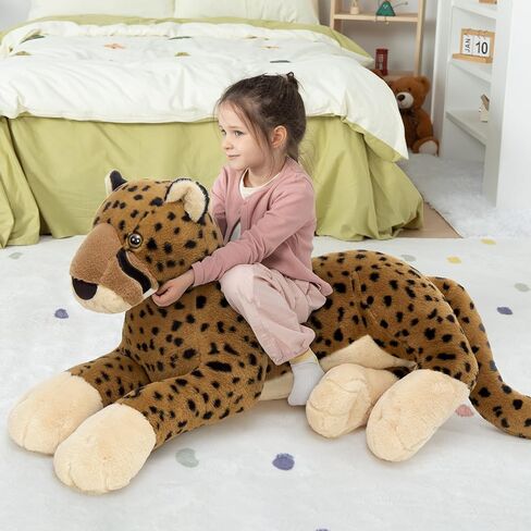 MaoGoLan Large Cheetah Stuffed Animal for Boy, Giant Cheetah Plush Toy for Girl, Ridable Stuffy Leopard for Kid, Stuffed Leopard Plush Pillow for Baby Shower, Birthday Gifts or Party Favor, 53 inches in Kuwait