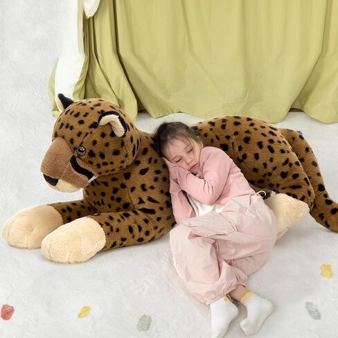 MaoGoLan Large Cheetah Stuffed Animal for Boy, Giant Cheetah Plush Toy for Girl, Ridable Stuffy Leopard for Kid, Stuffed Leopard Plush Pillow for Baby Shower, Birthday Gifts or Party Favor, 53 inches in Kuwait