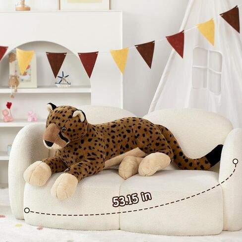 MaoGoLan Large Cheetah Stuffed Animal for Boy, Giant Cheetah Plush Toy for Girl, Ridable Stuffy Leopard for Kid, Stuffed Leopard Plush Pillow for Baby Shower, Birthday Gifts or Party Favor, 53 inches in Kuwait