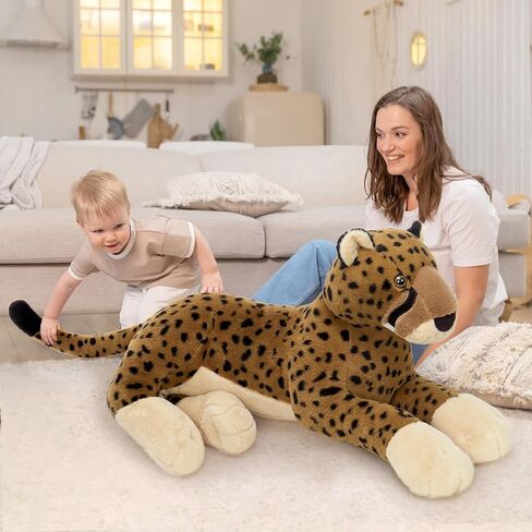 MaoGoLan Large Cheetah Stuffed Animal for Boy, Giant Cheetah Plush Toy for Girl, Ridable Stuffy Leopard for Kid, Stuffed Leopard Plush Pillow for Baby Shower, Birthday Gifts or Party Favor, 53 inches in Kuwait