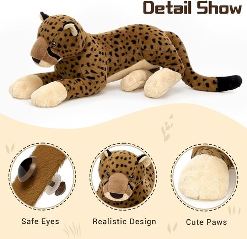 MaoGoLan Large Cheetah Stuffed Animal for Boy, Giant Cheetah Plush Toy for Girl, Ridable Stuffy Leopard for Kid, Stuffed Leopard Plush Pillow for Baby Shower, Birthday Gifts or Party Favor, 53 inches in Kuwait