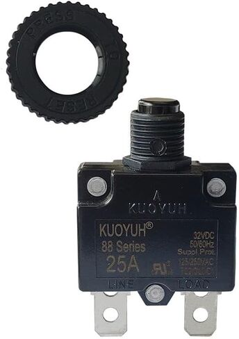 KUOYUH 88 Series 3, 5, 7, 8, 10, 12, 13, 15, 16, 20, 25, 30 Amp DC Circuit Breaker Push-Button Reset with Quick Connect Terminals and Transparent Waterproof Button Cover (7A) in Saudi Arabia