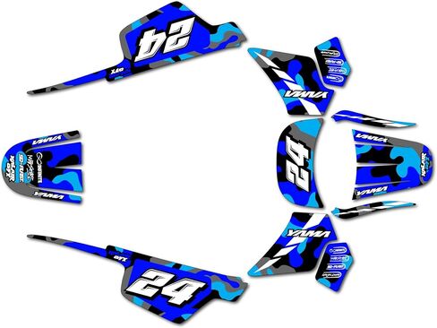 مجموعة رسومات لـ Yamaha PW50 (1980-2023) Invasion Series Blue-Shift 21 Mil-Dirt Bike مجموعة ملصقات رسومات السباق المخصصة، بدون بلاستيك in Saudi Arabia