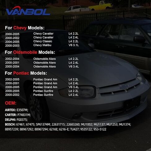 Electric Fuel Pump Assembly Compatible with 2000-2005 Chevy Cavalier Classic Malibu Oldsmobile Alero Pontiac Grand Am Sunfire L4 V6 2.2L 2.4L 3.4L Replace E3507M VANBOL0058 with Pressure Sensor in Saudi Arabia