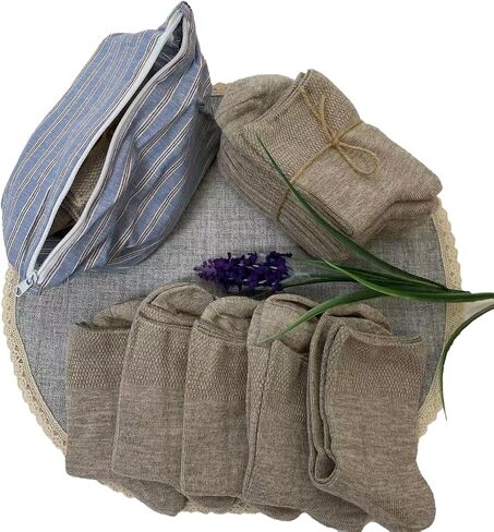 Hemp Organic Linen Crew Socks, Light Gray, Stockinette Knit, Casual Comfort, 5 Pack in Saudi Arabia