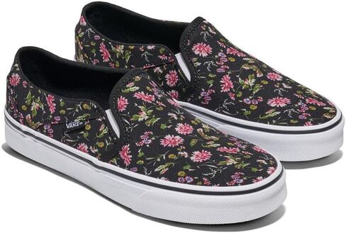 Vans Women's Asher Slip-On Shoe | Comfortable Sneakers for Walking, Fashion & Everyday Wear, Dark Floral Black, 7.5 in Saudi Arabia