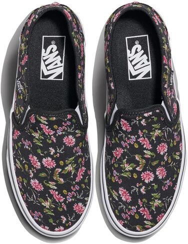 Vans Women's Asher Slip-On Shoe | Comfortable Sneakers for Walking, Fashion & Everyday Wear, Dark Floral Black, 7.5 in Saudi Arabia