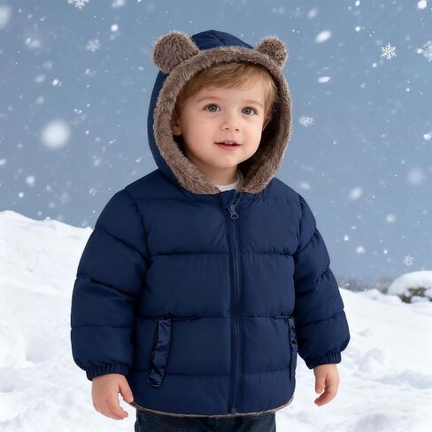ADUKIDE 6M-4T سترات صوفية منتفخة للأطفال للشتاء مع غطاء للأذنين وغطاء للرأس وسترة للأطفال الصغار معطف دافئ in Kuwait