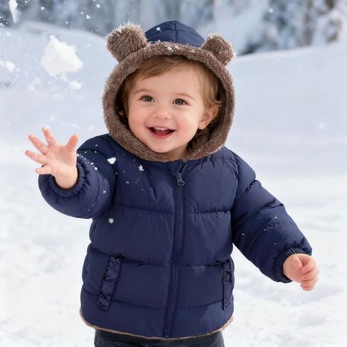 ADUKIDE 6M-4T سترات صوفية منتفخة للأطفال للشتاء مع غطاء للأذنين وغطاء للرأس وسترة للأطفال الصغار معطف دافئ in Kuwait