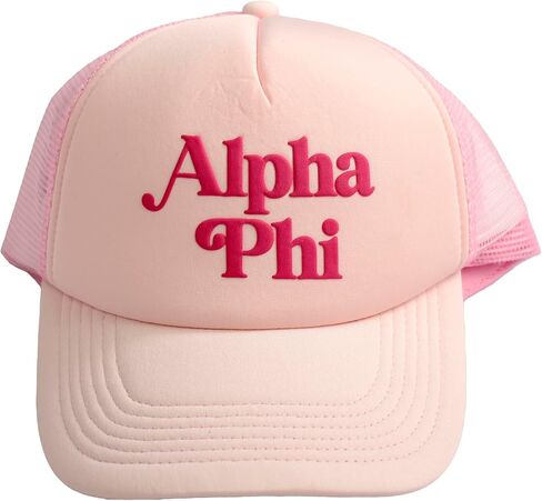 قبعة بيسبول Alpha Phi من Sorority Shop - قبعة شبكية على طراز سائقي الشاحنات، لوحة أمامية مبطنة وإغلاق سريع، هدايا Alpha Phi للنساء باللون الوردي in Saudi Arabia