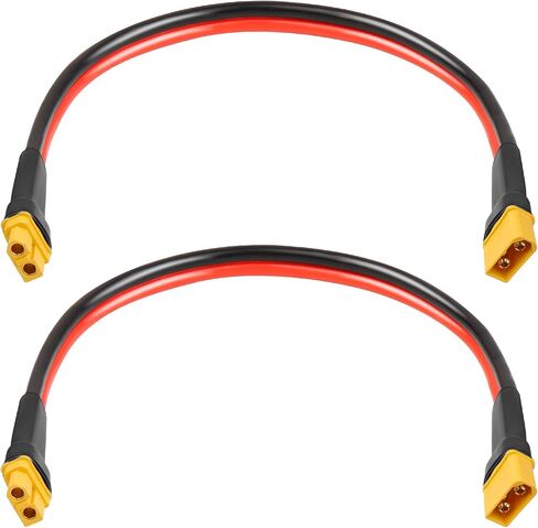 XT60 Extension Cable 1FT 2PCS, 10AWG Tinned Copper Wire with XT60 Male to Female Connectors, Heavy-Duty Power Cord for RC Models, Drone, and Solar Applications in Kuwait