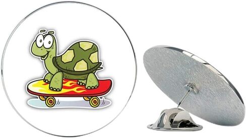 Funny Turtle Skateboard Round Metal 0.75" Lapel Pin Hat Shirt Pin Tie Tack Pinback in Saudi Arabia