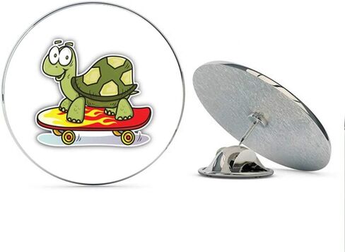 Funny Turtle Skateboard Round Metal 0.75" Lapel Pin Hat Shirt Pin Tie Tack Pinback in Saudi Arabia