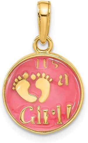 14K Yellow Gold Polished with Pink Enamel and Clear Epoxy Resin It's A Pendant in Saudi Arabia