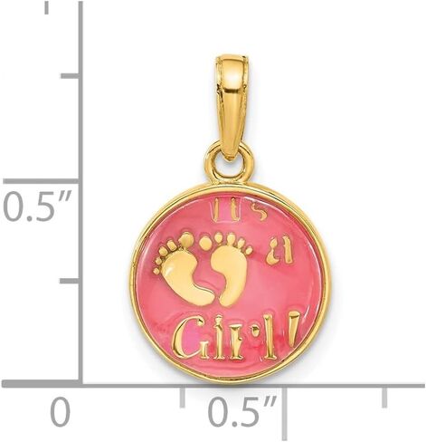 14K Yellow Gold Polished with Pink Enamel and Clear Epoxy Resin It's A Pendant in Saudi Arabia