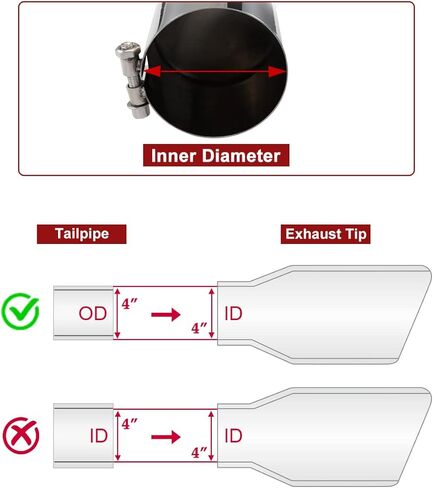 Upower 3 Inch Inlet Exhaust Tip, Turn Down Diesel Tailpipe Tip with 3" Inlet 3" Outlet 12" Overall Length, Polished Stainless Steel Bolt On Design in Kuwait