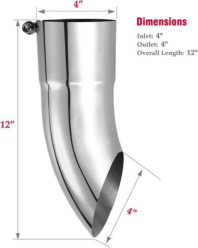 Upower 3 Inch Inlet Exhaust Tip, Turn Down Diesel Tailpipe Tip with 3" Inlet 3" Outlet 12" Overall Length, Polished Stainless Steel Bolt On Design in Kuwait