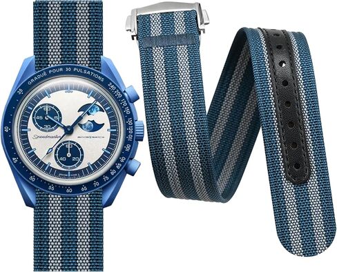حزام لساعة MoonSwatch، حزام بإبزيم قابل للطي متوافق مع Omega x Swatch Speedmaster، بديل حزام نايلون عالمي 20 مم لساعة Swatch Omega للرجال والنساء in Kuwait
