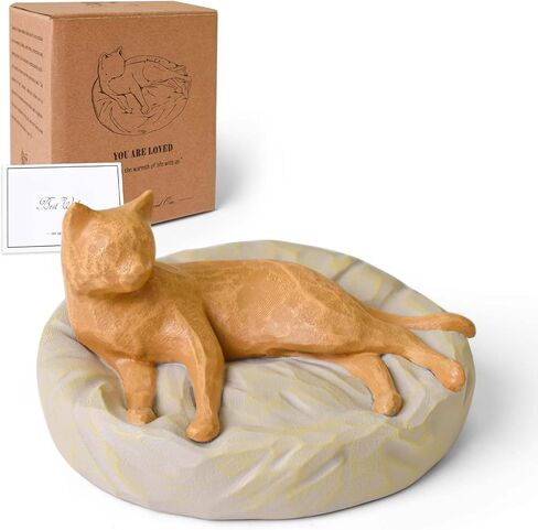 Cuayaes Orange Cat Figurines Memorial Gifts for Cat Lovers Women Men, Resin Cat Decor Statue for Home, Shelf, Office Desk, Living Room Decorations in Kuwait