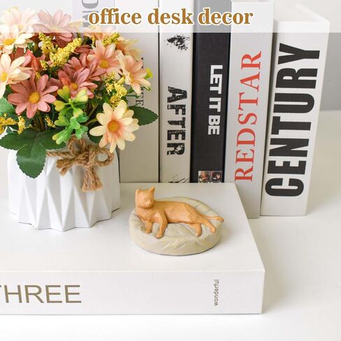 Cuayaes Orange Cat Figurines Memorial Gifts for Cat Lovers Women Men, Resin Cat Decor Statue for Home, Shelf, Office Desk, Living Room Decorations in Kuwait
