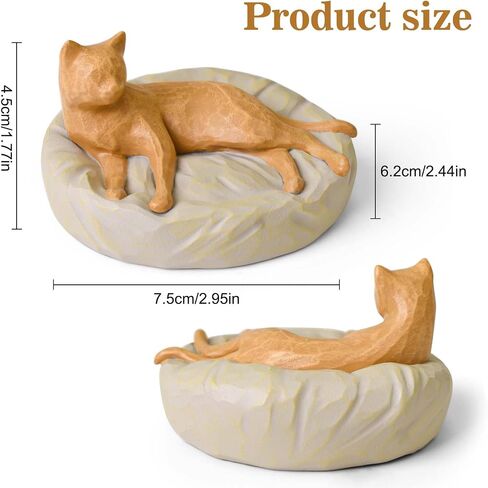 Cuayaes Orange Cat Figurines Memorial Gifts for Cat Lovers Women Men, Resin Cat Decor Statue for Home, Shelf, Office Desk, Living Room Decorations in Kuwait