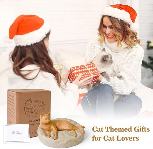Cuayaes Orange Cat Figurines Memorial Gifts for Cat Lovers Women Men, Resin Cat Decor Statue for Home, Shelf, Office Desk, Living Room Decorations in Kuwait