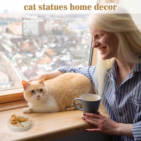 Cuayaes Orange Cat Figurines Memorial Gifts for Cat Lovers Women Men, Resin Cat Decor Statue for Home, Shelf, Office Desk, Living Room Decorations in Kuwait