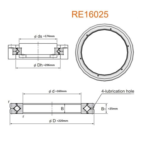 1Pcs Cross-Roller Ring RE16025 RE16025UU RE16025UUC0 RE16025UUCC0 Two-Piece Inner Ring Type to Replace Bearing(RE16025UUCC0) in Kuwait