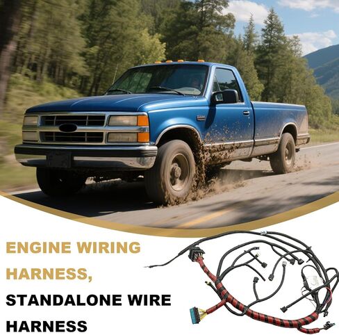 PartsFlow F81Z12B637BA Engine Wiring Harness, Standalone Wire Harness for 1999 Ford F250 F350 F450 F550 Super Duty Diesel 7.3L, Build Before 12/7/1998, Red&Black in Saudi Arabia