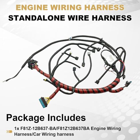 PartsFlow F81Z12B637BA Engine Wiring Harness, Standalone Wire Harness for 1999 Ford F250 F350 F450 F550 Super Duty Diesel 7.3L, Build Before 12/7/1998, Red&Black in Saudi Arabia