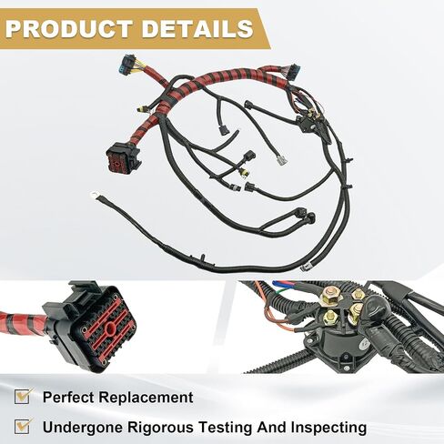 PartsFlow F81Z12B637BA Engine Wiring Harness, Standalone Wire Harness for 1999 Ford F250 F350 F450 F550 Super Duty Diesel 7.3L, Build Before 12/7/1998, Red&Black in Saudi Arabia