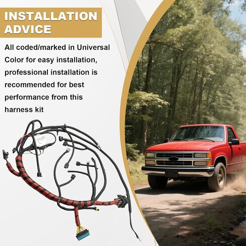 PartsFlow F81Z12B637BA Engine Wiring Harness, Standalone Wire Harness for 1999 Ford F250 F350 F450 F550 Super Duty Diesel 7.3L, Build Before 12/7/1998, Red&Black in Saudi Arabia