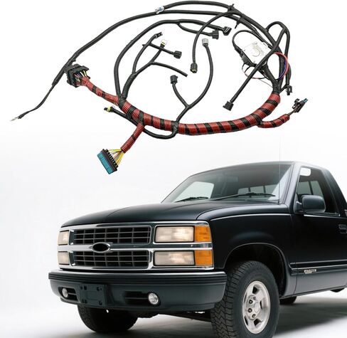 PartsFlow F81Z12B637BA Engine Wiring Harness, Standalone Wire Harness for 1999 Ford F250 F350 F450 F550 Super Duty Diesel 7.3L, Build Before 12/7/1998, Red&Black in Saudi Arabia