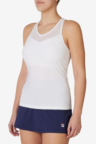 Fila Women's Essentials Racerback Mesh Tank, White - Large in Saudi Arabia