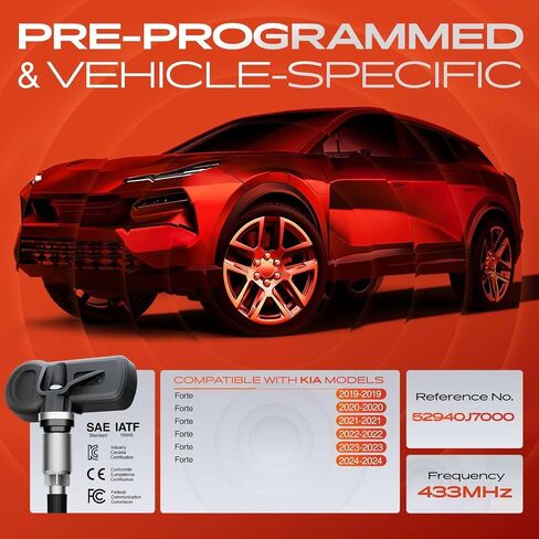A-Premium 4PCS Pre-Programmed TPMS Sensor Tire Pressure Monitoring Sensor - Compatible with Kia Forte 2019 2020 2021 2022 2023 2024-433MHz - Replace 52940-J7000, 52940J7000 in Saudi Arabia