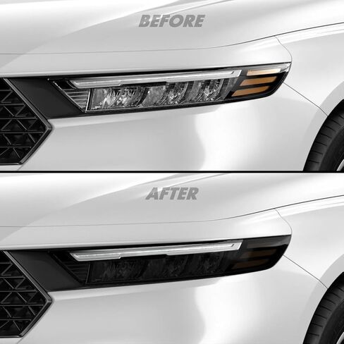 لون دخان الفينيل المقطوع مسبقًا من SlickMod للمصباح الأمامي Honda Accord 2023-2024 (4. علامة جانبية للمصابيح الأمامية، 20% دخان داكن) in Saudi Arabia