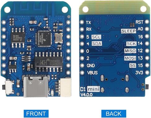 ACEIRMC 5 قطع WeMos D1 Mini V4.0.0 Type-C USB WiFi إنترنت الأشياء على أساس ESP8266 4 ميجابايت متوافق مع Arduino MicroPython Nodemcu (V4.0.0 Type-C) in Kuwait