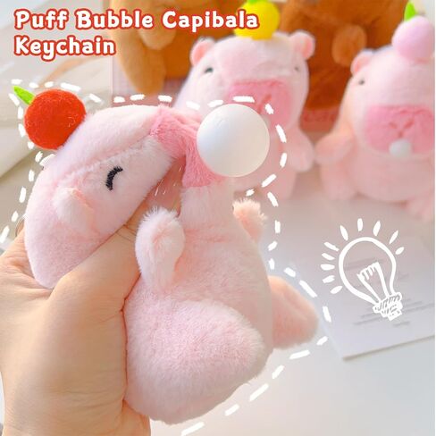 Cartoon Capybaras Backpack Pendant Keychains for Women Men, 3.15x3.54x4.92 Inch Fruit Capybaras Key Charm Graduation Gift in Saudi Arabia