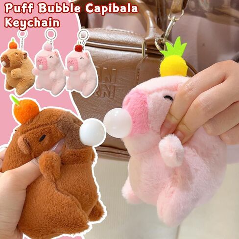 Cartoon Capybaras Backpack Pendant Keychains for Women Men, 3.15x3.54x4.92 Inch Fruit Capybaras Key Charm Graduation Gift in Saudi Arabia