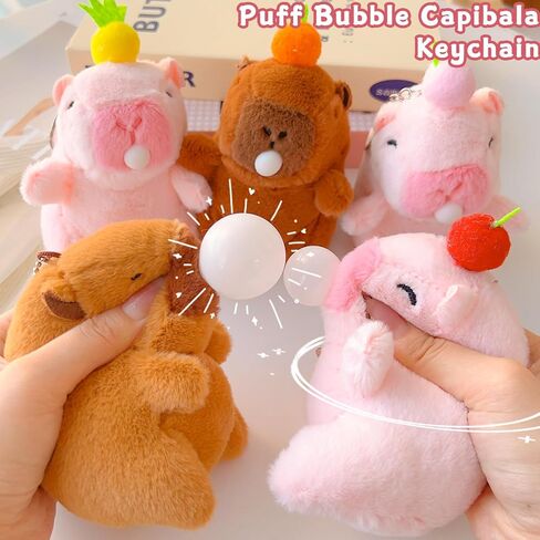 Cartoon Capybaras Backpack Pendant Keychains for Women Men, 3.15x3.54x4.92 Inch Fruit Capybaras Key Charm Graduation Gift in Saudi Arabia