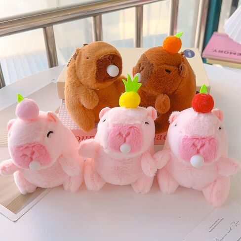 Cartoon Capybaras Backpack Pendant Keychains for Women Men, 3.15x3.54x4.92 Inch Fruit Capybaras Key Charm Graduation Gift in Saudi Arabia