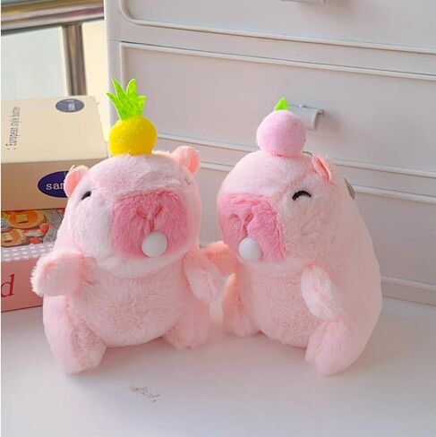 Cartoon Capybaras Backpack Pendant Keychains for Women Men, 3.15x3.54x4.92 Inch Fruit Capybaras Key Charm Graduation Gift in Saudi Arabia