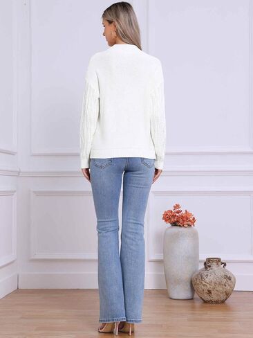 Allegra K Sweaters for Women's Cable Vintage Woven Crewneck Pullover Jumper Knitted Tops in Saudi Arabia