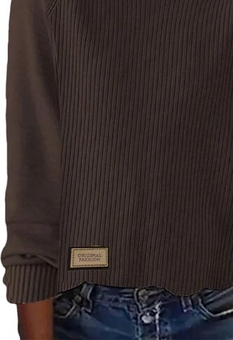 LOZ Women's Crew Neck Ribbed Knit Sweater Fashion 2025 Pullover Long Sleeve Solid Color Casual Loose Jumper Tops in Kuwait