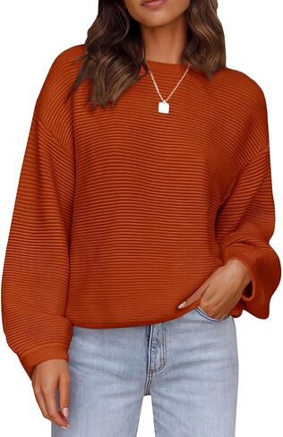 PRETTYGARDEN Womens Fall Sweaters 2025 Casual Loose Crewneck Ribbed Long Sleeve Top Knit Pullover Sweater in Saudi Arabia