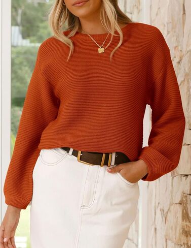 PRETTYGARDEN Womens Fall Sweaters 2025 Casual Loose Crewneck Ribbed Long Sleeve Top Knit Pullover Sweater in Saudi Arabia