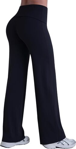 Sunzel Straight Leg Leggings for Women Fold Over Wide Leg Yoga Pants No Front Seam Casual Gym Workout Sweatpants in Saudi Arabia