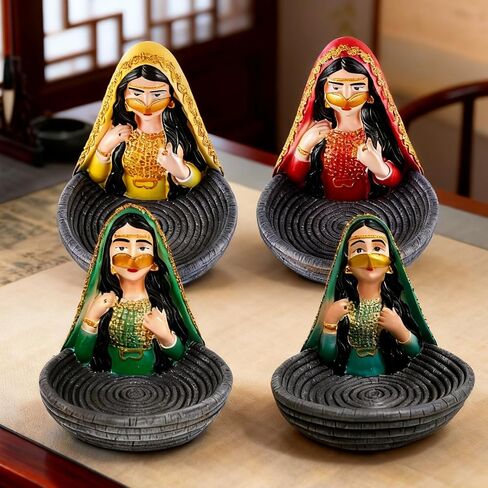 Resin Veiled Girl Tray Statue, Ramadan Decor Ornament, Eid Decorative Piece, Indoor Home Desktop Key Tray, Ideal Gift for Friends in Saudi Arabia